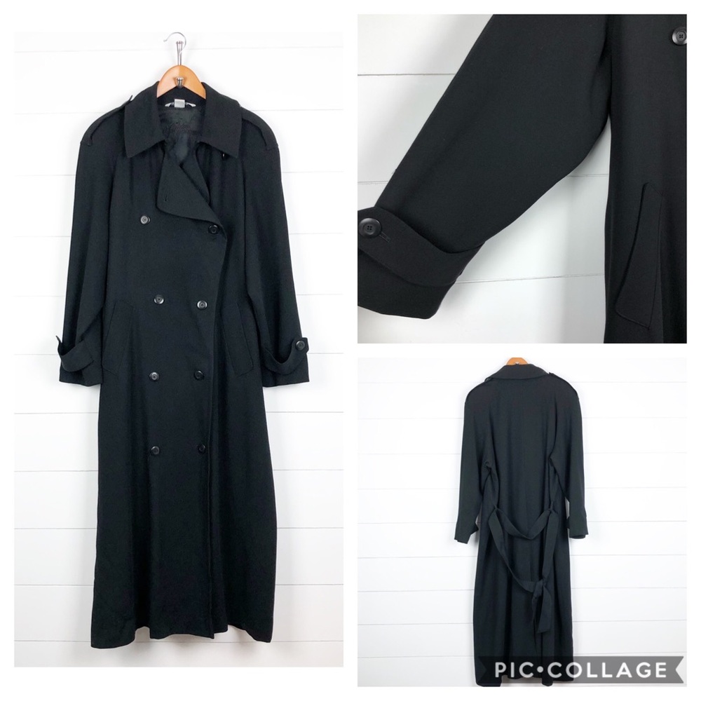 ~Peter Nygard~ Black Long Wool Trench Jacket